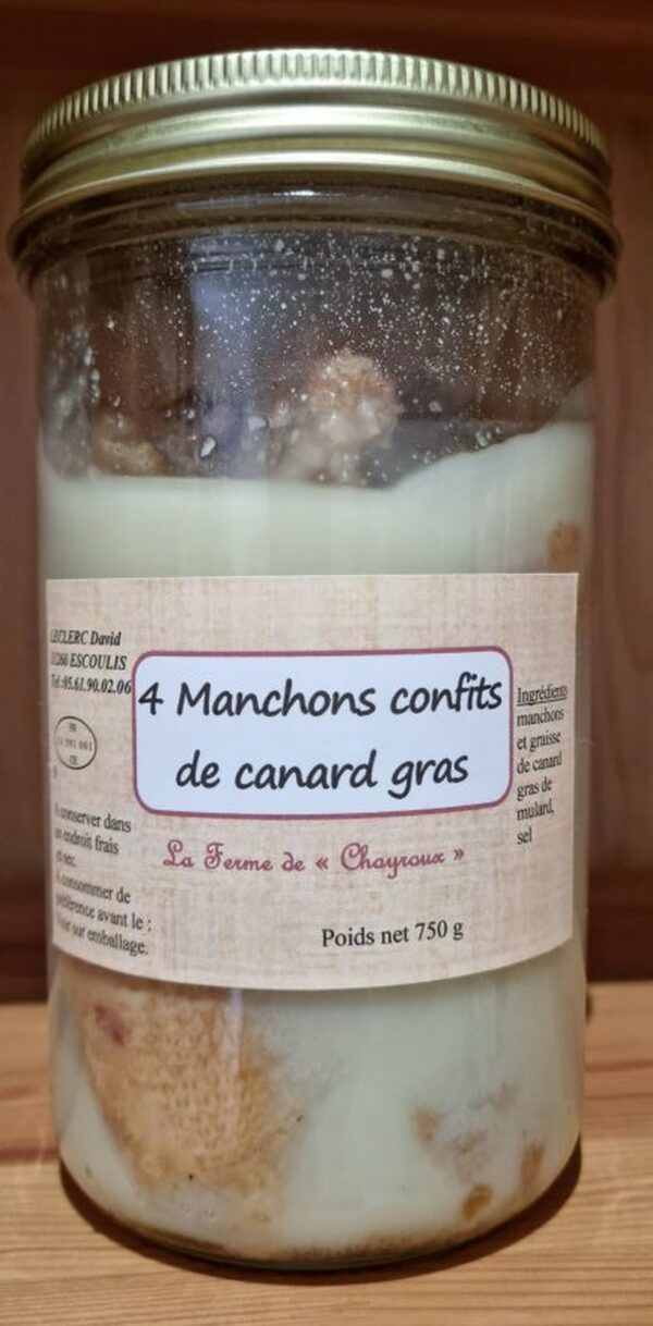 4 Manchons Confits de Canard - Bocal